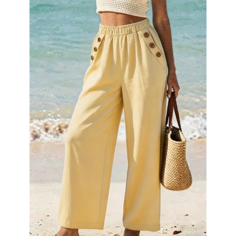JPNTKY Women's Fashion Casual Solid Color Print Pants & Capris