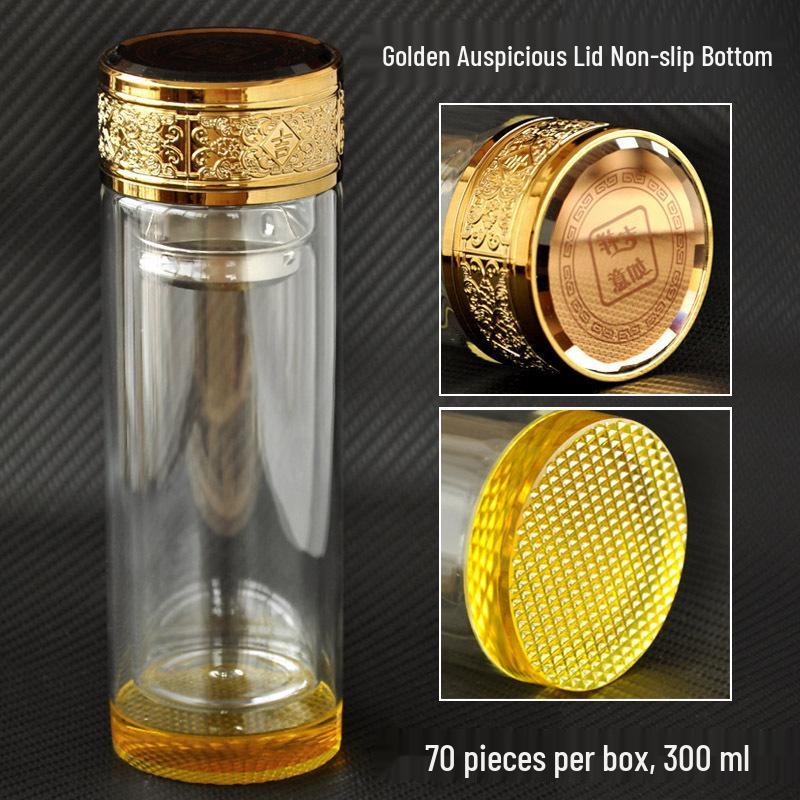 High-Temperature Resistant Double-Layer Printed Borosilicate Glass Tea Cup