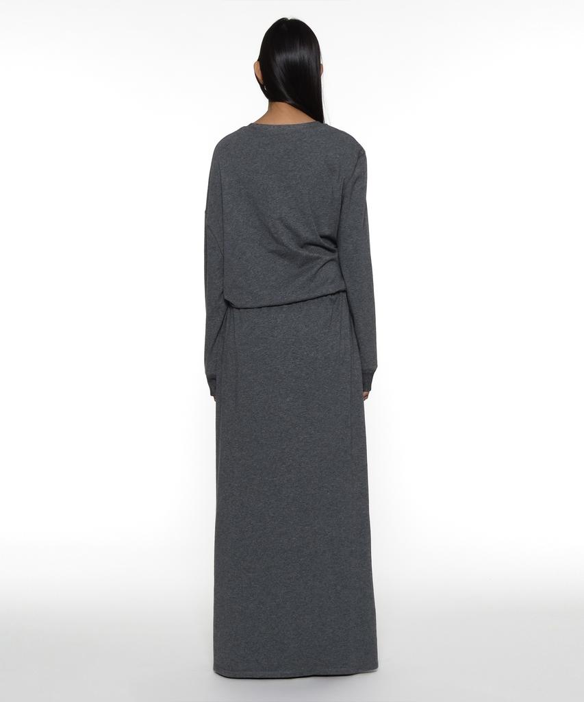 Partimento Woman Pwc Asymmetrical Drawstring Maxi Dress_Charcoal Melange