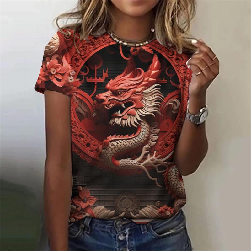 Chinese Dragon 3d Printing T-Shirt Women's Female T-Shirt Street Casual Funny T-Shirt Onlyfans Female Clothing Cosplay Tops Tee