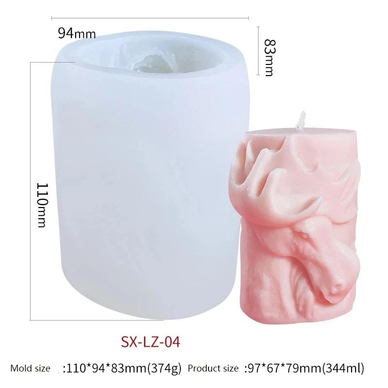 1 Pcs DIY Animal Serie Candle Silicone Mold Elk Bear Wolf Horse Aromatic Candle Making Resin Soap Popsicle Mold Gift Home Decor