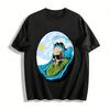 Vintage Skull Surf Print Tee Street Style Summer Trendy Top Pure Cotton T-shirt