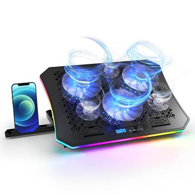 Lamore Chladič na notebook Pokročilý model 16 milionů barev RGB LED barva Výkonný velký chladicí ventilátor Vysoce výkonná chladicí podložka Chladicí stojan se 2 USB