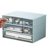 Blue Desktop Storage Box - Large Capacity, 3-Drawer Desk Organizer for Small Items, Cosmetics, Pens, and Letters