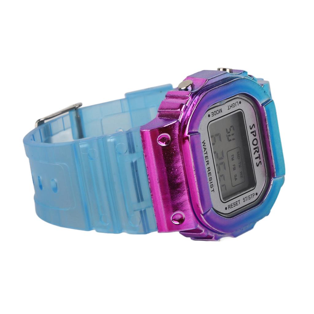 Gradient Color Electronic Watch Large Dial Waterproof Long Standby Time Purple Blue Casual Sports Wristwatches for