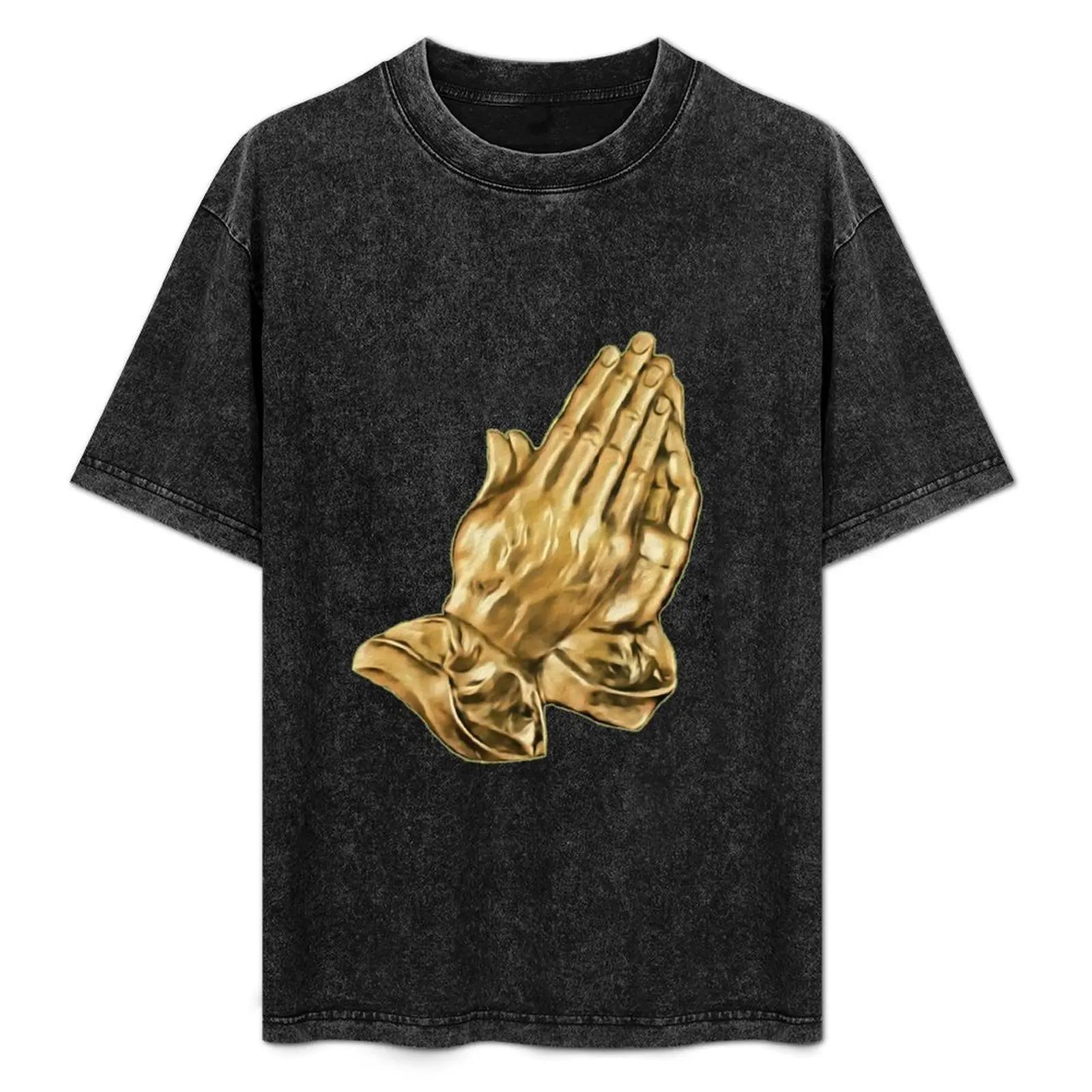 

Gold Praying Hands Pendant T-Shirt Blouse plus sizes black t-shirts for men S