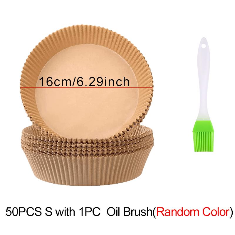 

50/100PCS Air Fryer Paper Plate with Random Color Oil Brush 16cm/18cm Disposable Special Paper Plate Pad Kitchen Gadgets Set ZYF