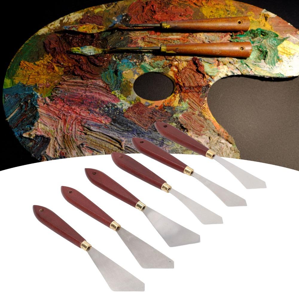 6PCS Smooth Polished Surface Oil Painting Spatula Set Color Mixing Knives  Art Studio Drawing