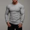 Muscleguys Spring Autumn Knitted Sports Long Sleeved Slim Fit Round Neck Running T-shirt Mens Casual Gym Training Bodybuilding Tees Shirt