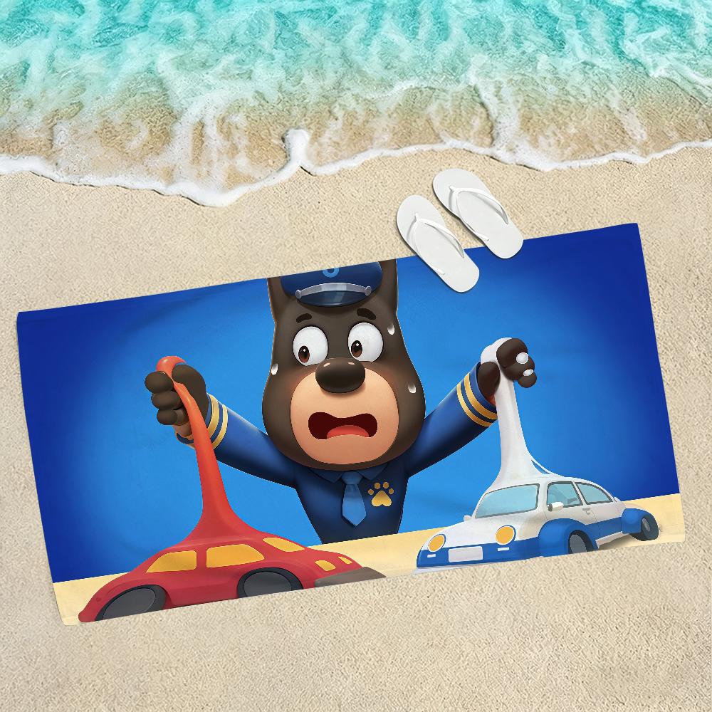 Cartoon S-Safety S-Sheriff L-Labrador Towel Towels For Beaches Yoga Studios Gyms Hot Springs Swimming Pools And Picnics