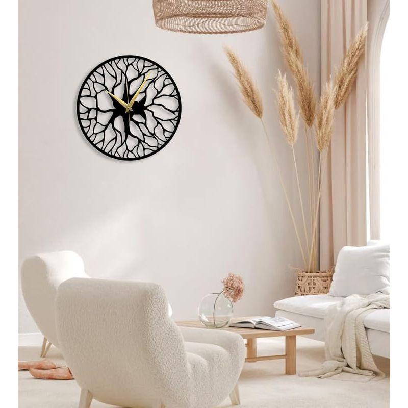 Metal Wall Clock for Living Room & Home Decor - Stylish Watch with Numbers - Large Size & Wall Ornament - Black