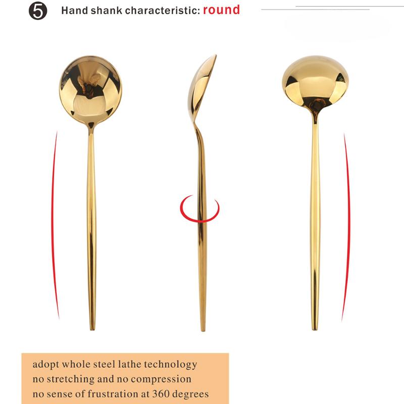 HANYANG 304 cuillères, fourchettes et baguettes en acier inoxydable miroir Portugal couteaux et fourchettes plaqués or argent brillant vaisselle occidentale d'hôtel