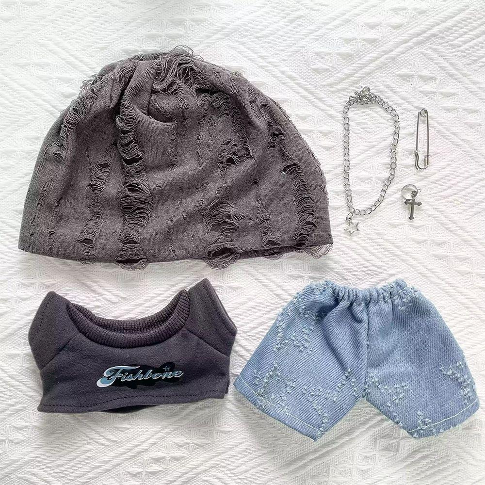 Street Style 20cm Cotton Doll Clothes Jeans Plush Doll Clothes Idol Doll Clothes Children's Gift