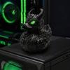 Sculpture Résine Durable Diable Squelette Canard Ornement Gothique, Figurine Noir Mat, Cadeaux Stylés pour Amateurs Gothiques Yeux Verts Horreur Ornement Décoratif