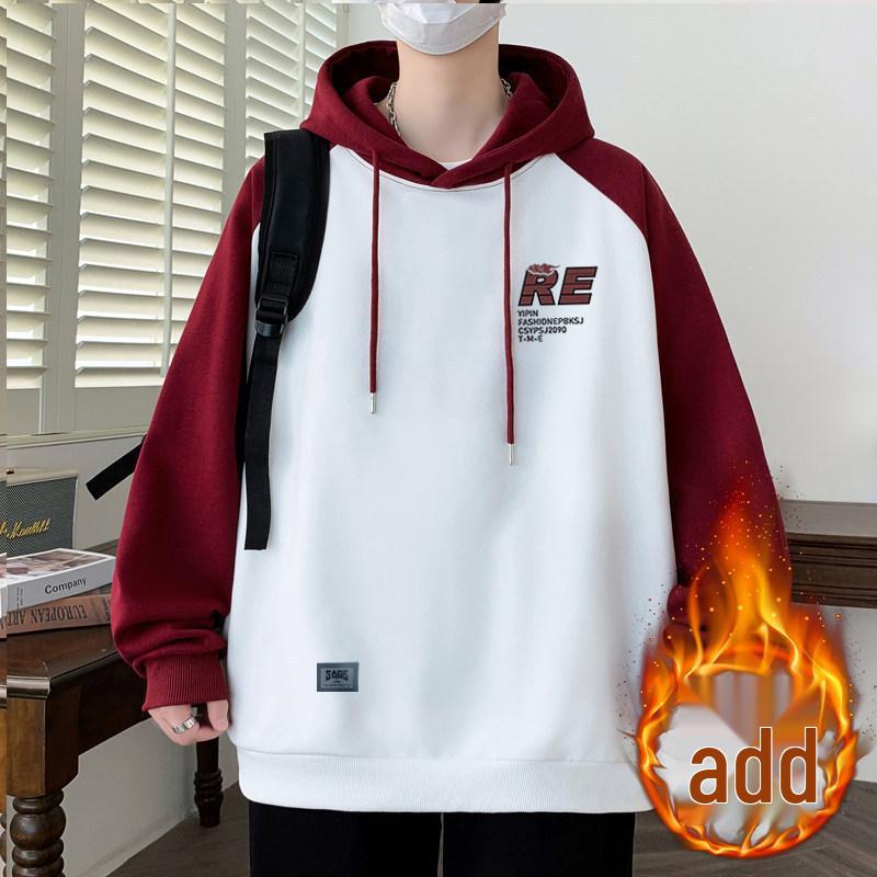 Men's Heavyweight Cotton Hooded Sweatshirt: Winter Velvet-Lined, Trendy American Casual Jacket for Students
