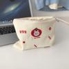 Women Canvas Cosmetic Bag Cute Embroidery Makeup Bags Girls Lovely Cloth Wallet Cotton Zipper Purse Storage Organizer Pencil Bag