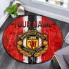 Custom Name Manchester United Round Area Rug,Carpet Rug for Living Room Bedroom Sofa Playroom Decor,Non-slip Floor Mat