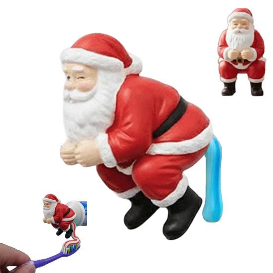Santa Toothpaste Topper Reusable Funny Toothpaste Dispenser 3D Santa Claus Pooping Toothpaste Cap