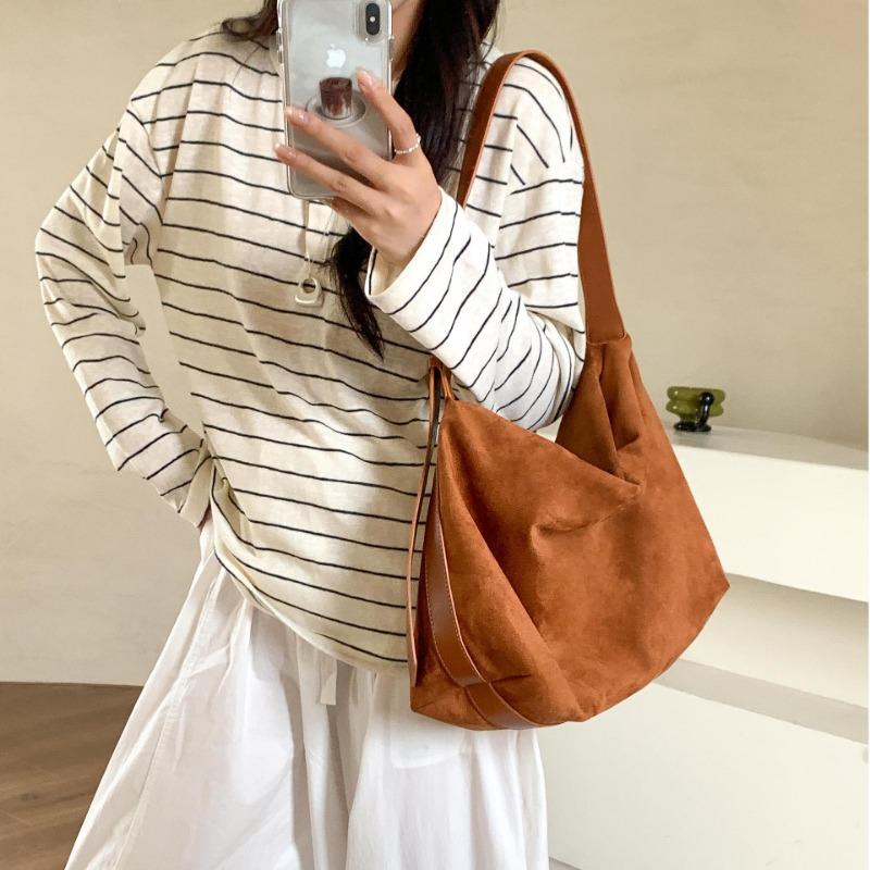 Autumn and winter retro suede bag fashionable versatile commuter tote women's bag niche suede shoulder bag women