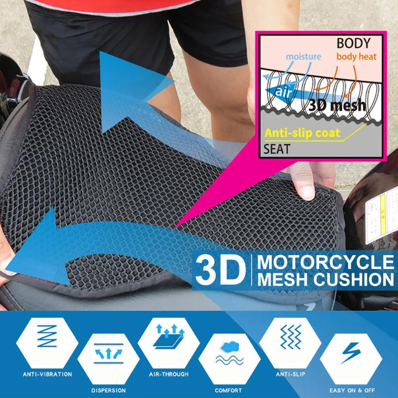 1 Stück Motorrad-Sitzkissen Luftkühlung 3D-Netz Motorrad-Sitzpolster, Gesäßschutzpolster, Motorrad-Kühl-Sitzbezug
