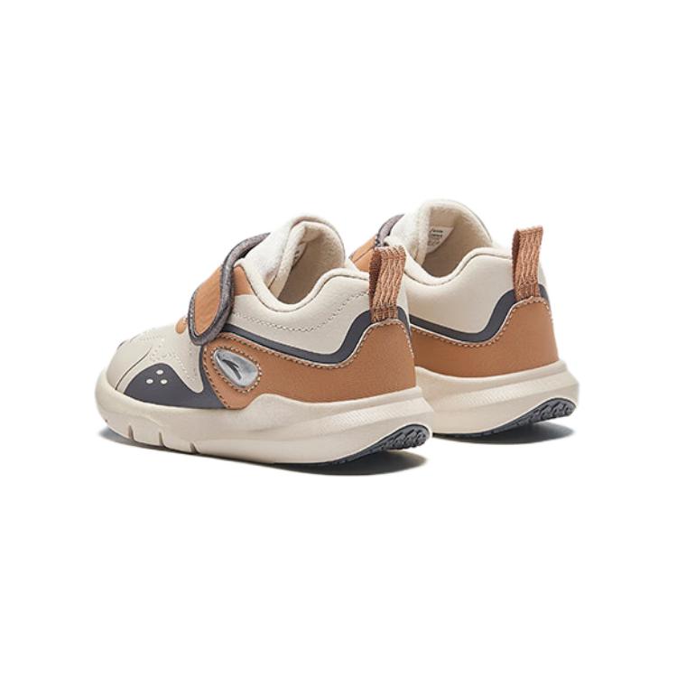 Anta Kids Shock Absorbing Wear Resistant Low Top Walking Shoes Baby Shoes White Brown A12430051-1