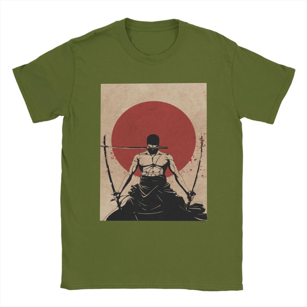 Ones Pieces Roronoa Zoro T Shirt for Men Pure Cotton Funny TShirt Crew Neck Anime Tee Shirt Short Sleeve Tops Summer