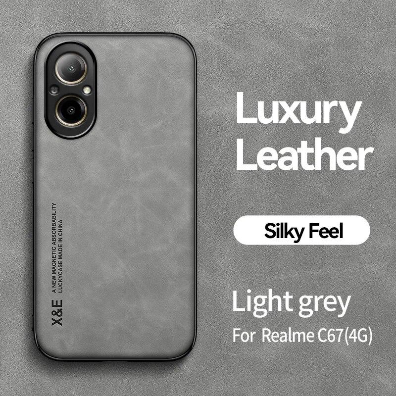 

Розкішний ретро шкіряний чохол KEYSION для Realme C67 4G C55 C53 М’який силікон + ПК протиударна задня кришка телефону для OPPO Realme C67 for Realme C53