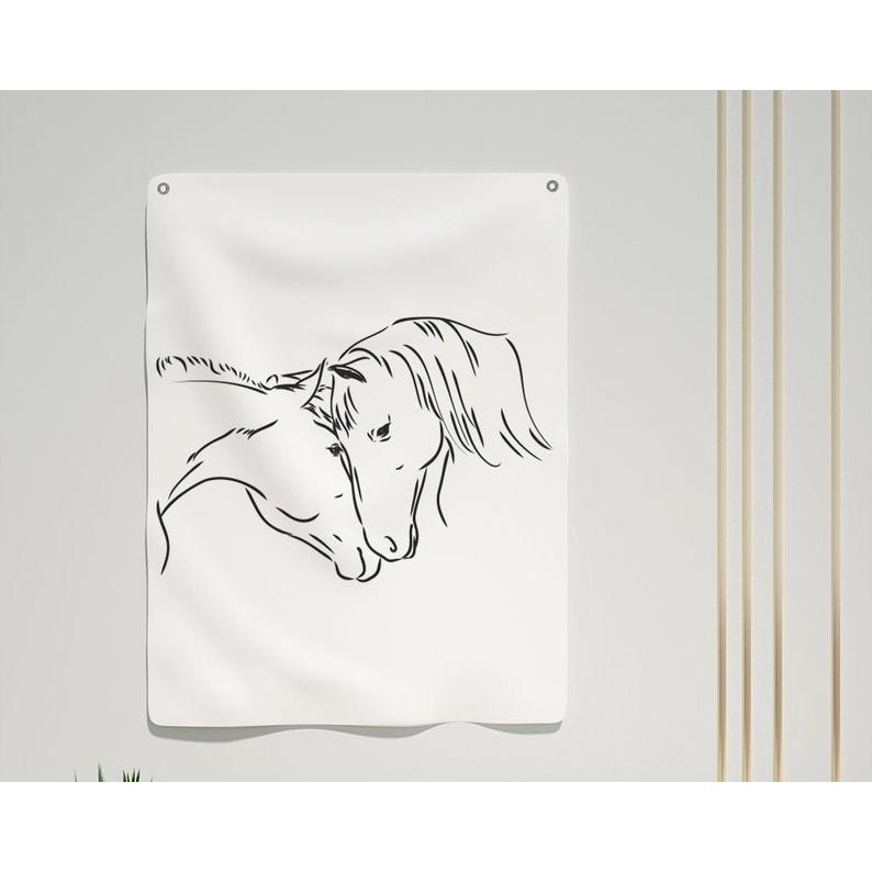 Horse Line Art Style tapestry 75x100