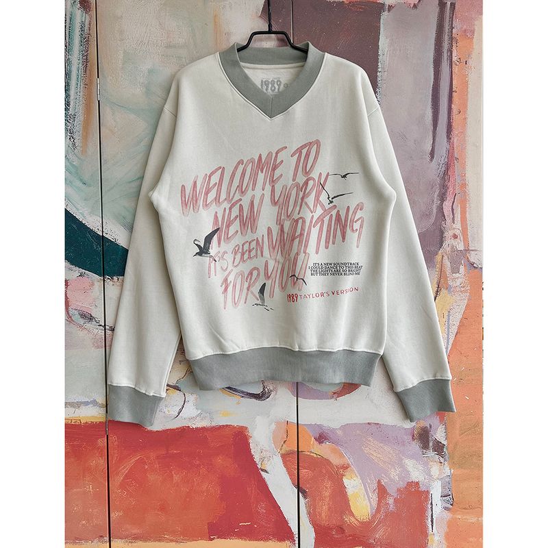 

Foreign Trade Original Order Tay * Lor Swift Mildew around Elastic Soft Loose All-Match Casual Hoodie 1555 Rice White 4XL