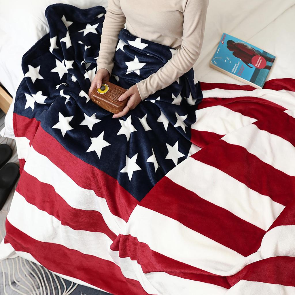 flag of the United States Printed Blanket for Sofa Travel Camping Living Room Office Conditioning Blanket for All Seasons Gifts