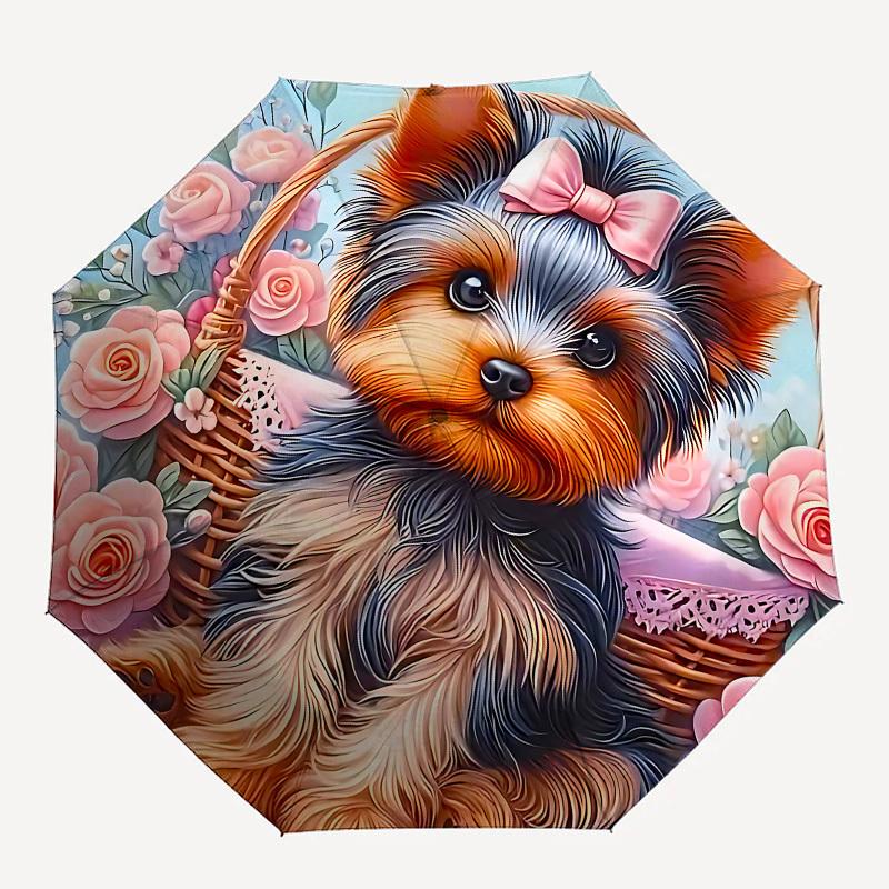 

1pc basket, flowers umbrella with 8 iron ribs and a plastic handle, automatic opening and closing, portable and foldable1033