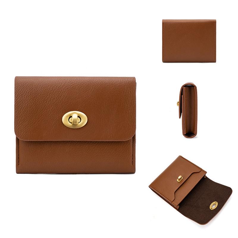 

Мини-кошелек чистого цвета для женщин, женские модные кошельки с держателем для карт из искусственной кожи 11cm*9.5cm*3cm коричневый