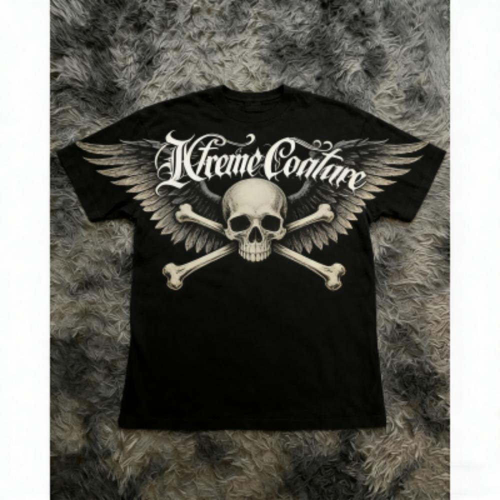Fashion Summer Kids T-shirt Gothic Vintage Cross Wing Print Tees Round Neck T-shirt Outdoor Street Style Top Casual Boy and Girl's Clothing