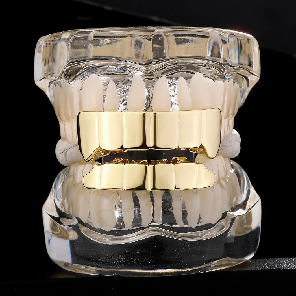 HIPHOP Gold Bling Trapezoid Fangs - Six Teeth Jewelry for European & American Trends