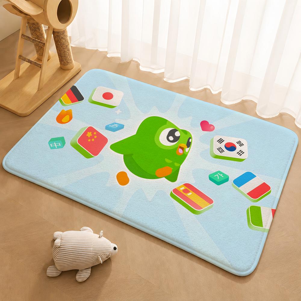 Duolingo Owl Duo 2 Floor Mat Floor Mat Soft Flannel Non-Slip Door  Rug for Living Room