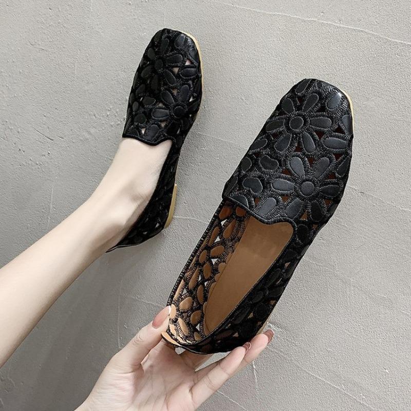 New Women's Square-toed Shallow-mouthed Flat Maternity Shoes and Soft-soled Mom Shoes