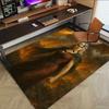 1pc Fire and Blood Office Carpet Chair Mats, Home Decor Mat Fantasy Theme Mat Durable Mat, Dragon Decor,Suitable for fantasy theme lovers