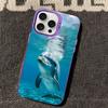 Ocean Animal Cute Dolphin Phone Case For iPhone 16 15 14 13 12 11 Pro Max X XR XSMAX 8 7 Plus Matte Shockproof Back Cover