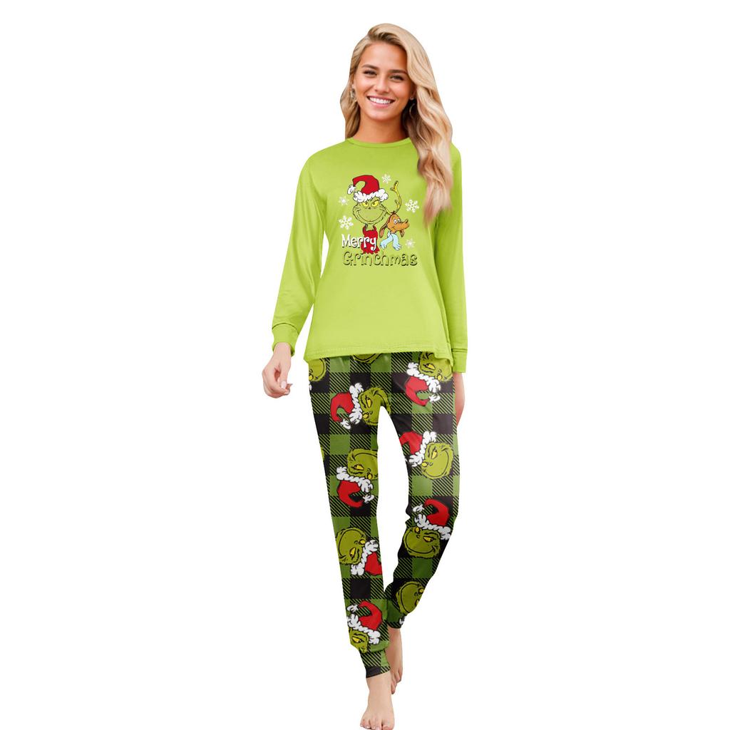 Christmas Print Cute Family Set Pajamas, Home Clothes, Family Set Long Sleeve Top Pants Set