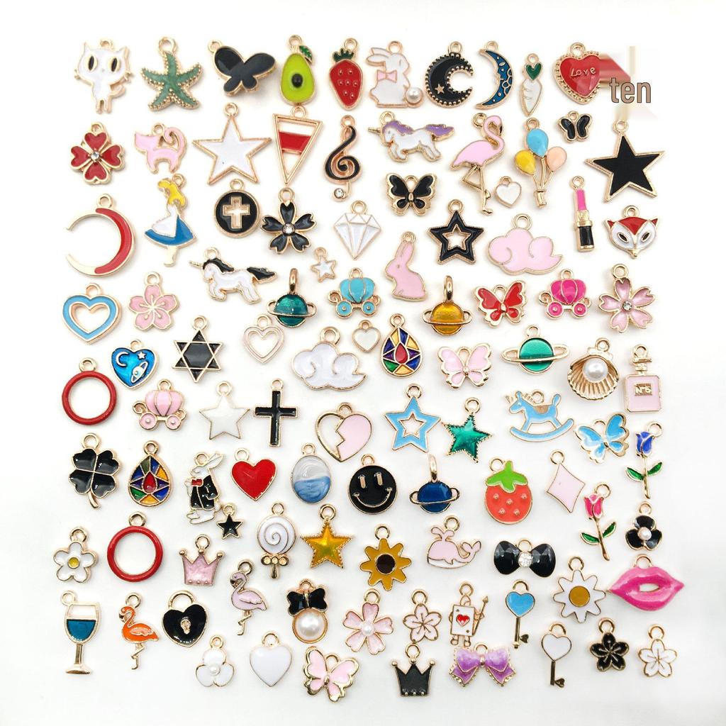 Alloy KC Gold DIY Jewelry Accessories: Earrings, Bracelets, Necklaces, Pendants, Charms - 110 Pcs/bag