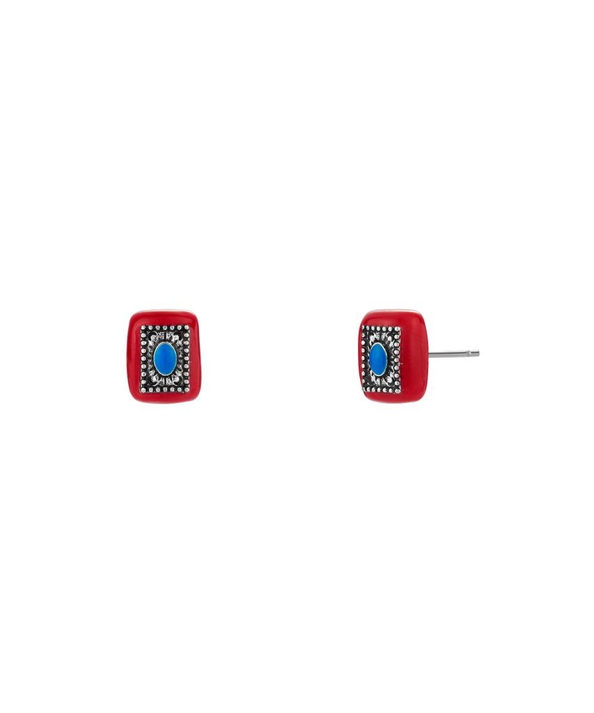 Nff Block Earrings-Red