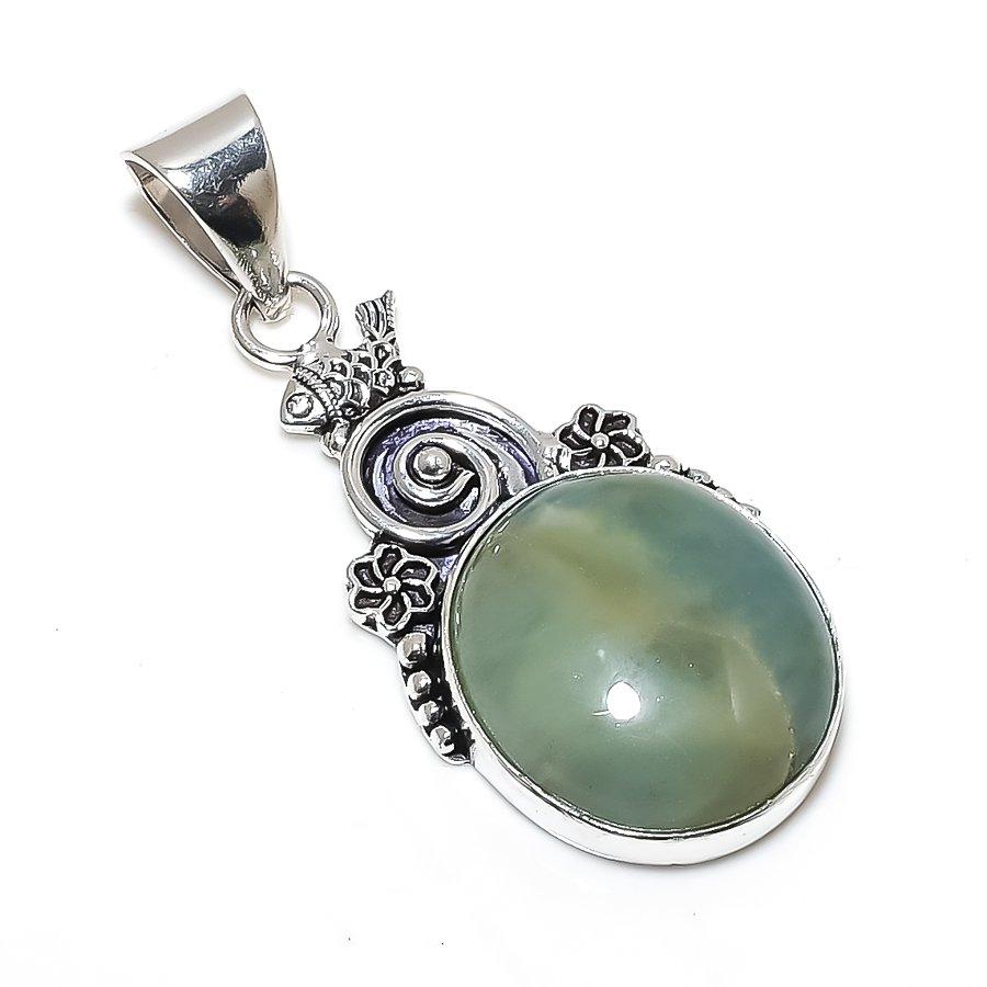 Aquamarine Gemstone Handmade 925 Sterling Silver Jewelry Pendant 2.17" SU-9901