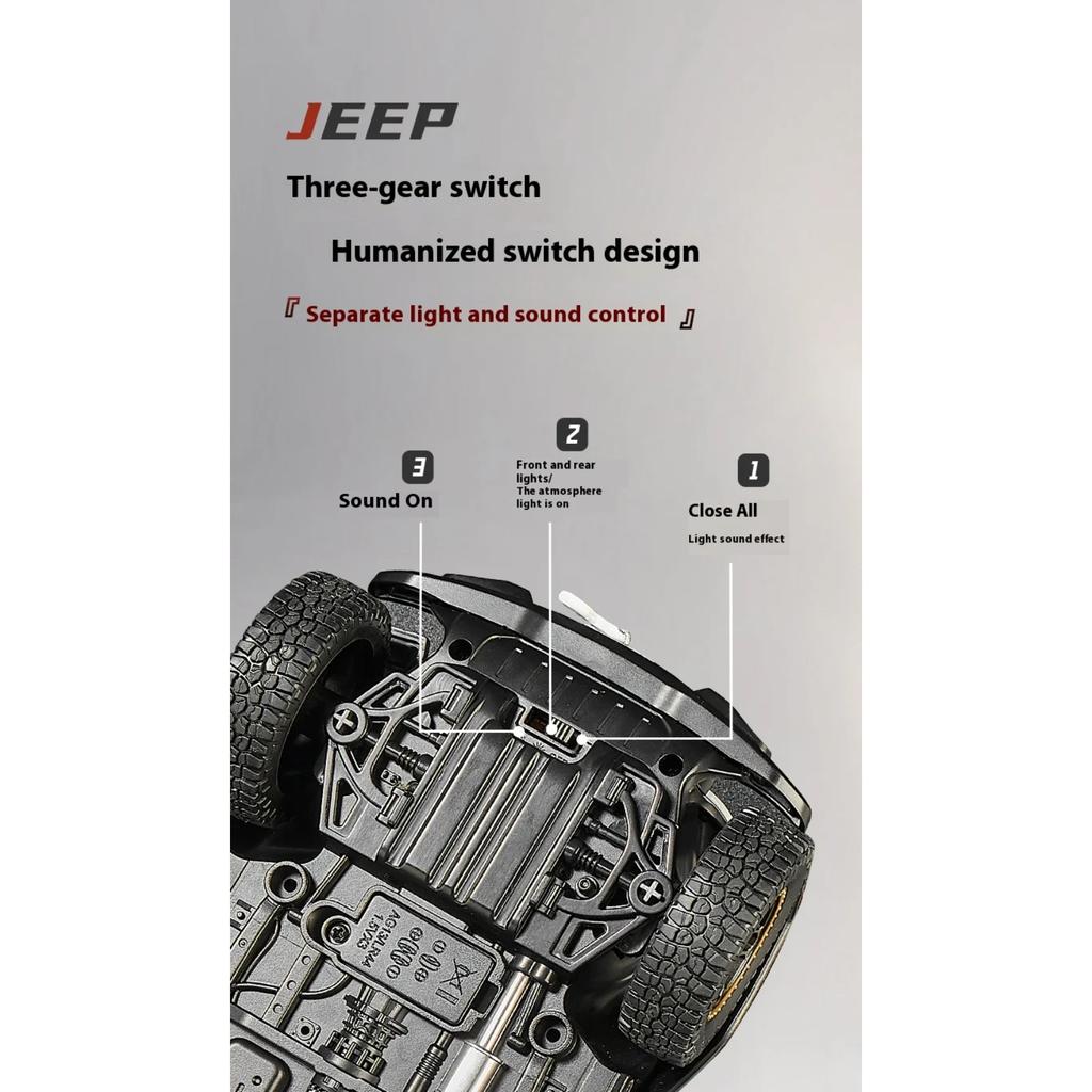 1/18 Jeep Wrangler Rubicon Convertible Version Off Road SUV Alloy Diecast Car Model Sound & Light Children Toys Birthday Gifts