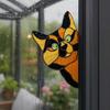 Sunlight Catching Cat Sticker Stained Glass Window Cling, Vintage Colorful Kitty Decal, Removable Static Decor for Door Wall Car, UV-Resistant