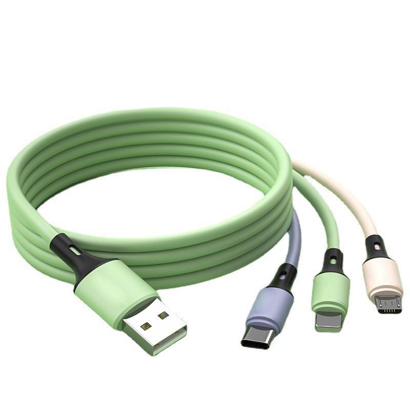 1.2M Multi-Device Liquid Silicone Charging Cable: Compatible with Apple, Android, and TYPE-C.