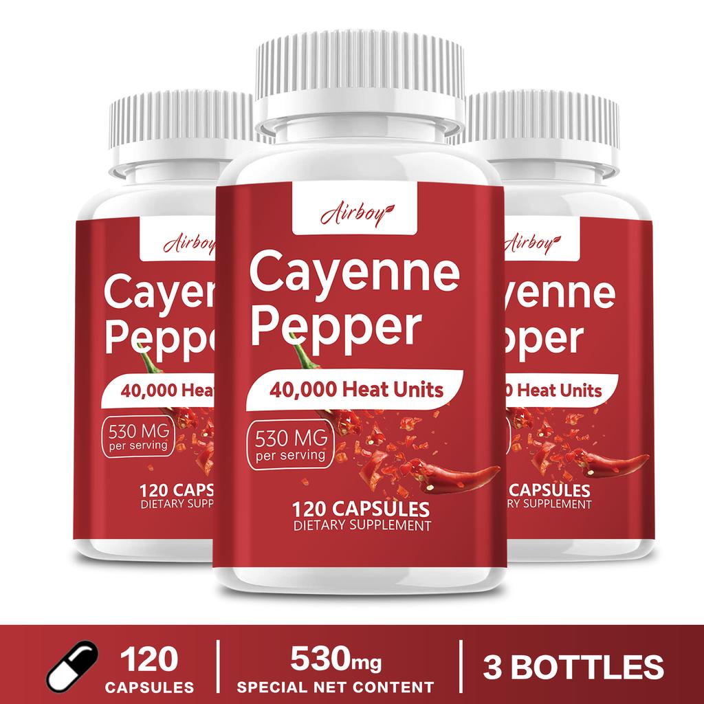 Airboy Cayenne Pepper 530mg 120 Capsules — Nutritional Support, Daily Wellness, Antioxidant Support