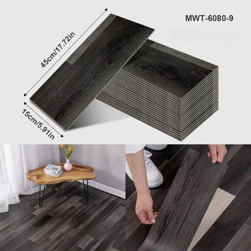 16pcs/set Wood Grain Floor Sticker Self-adhesive Imitation Wall Tiles Bedroom Decoration