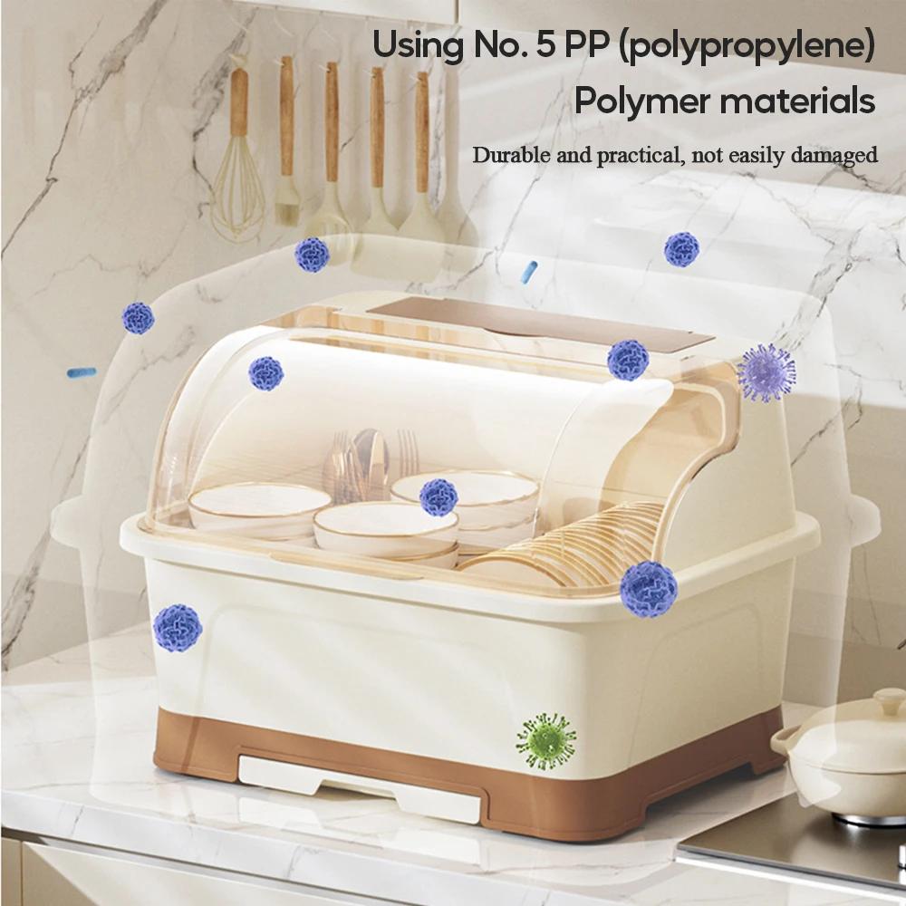 Dish Drying Rack Plastic Bowl Dish Chopstick Storage Box with Lid for Kitchen Utensils Kitchen Plate Cup Tray Cutlery Drainer