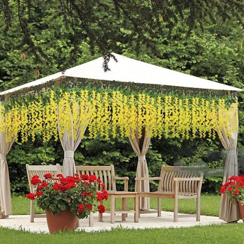 Artificial Wisteria Hanging Flowers Fake Wisteria Flower Silk Vines Rattan Decor For Home Wedding Arch Wall Garden Greenery Bedroom Outdoor