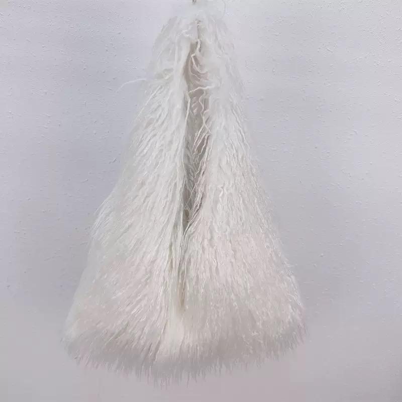 2025 NEW Wool Women's Plush Shoulder Bags Y2k Hot Girls Faux Fur Drawstring Bucket Bag Fashion Female Furry Purse Tote Handbags